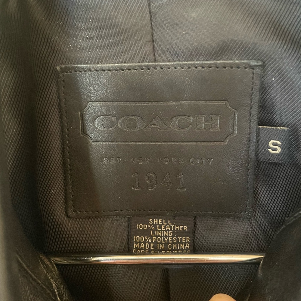 COACH Leather Longline Jacket Sleek Size Small - Picture 2 of 5